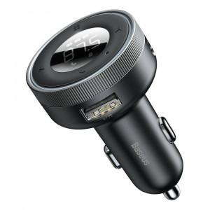 Bluetooth 5.0 FM трансмитер за кола BASEUS Enjoy Car с два USB порта за зареждане и мини жак 3.5mm 3.4A (LED дисплей) (CCLH-01) черен - Img 1