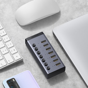 USB хъб UGREEN 7в1 USB Type C към 7x USB Type A 3.0 PD DC 12V (CM481) сив - Img 14
