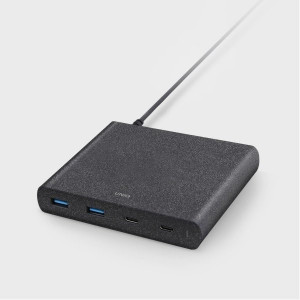 USB хъб UNIQ Surge 90W 2x USB Type A Quick Charge 3.0 / 2x USB Type C Power Delivery 3.0 (LITHOS Collective) черен графит - Img 1