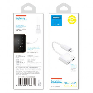 Адаптер за слушалки JOYROOM Lightning към Lightning аудио / Lightning за зареждане (S-Y104) бял - Img 5