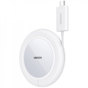 Безжично зарядно UGREEN Qi 15W (поддържа Magsafe) със силиконов калъф (CD245-40123) бяло - Img 1