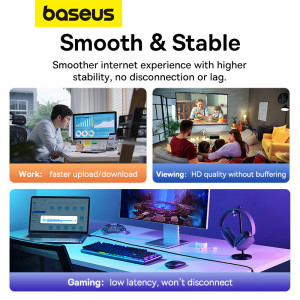 Бърз плосък интернет кабел BASEUS RJ45 cat.7 10Gb/s 2m черен - Img 15