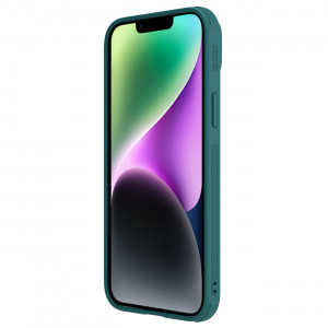 Гръб от естествена кожа с подвижно покритие за камерата NILLKIN CamShield Leather S - iPhone 14 Plus зелен - Img 4