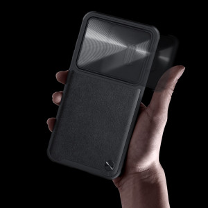Гръб от естествена кожа с подвижно покритие за камерата NILLKIN CamShield Leather S - Samsung Galaxy S23 черен - Img 11