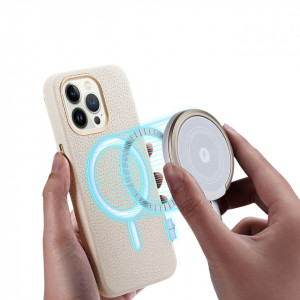 Гръб от естествена кожа DUX DUCIS Roma - iPhone 13 Pro Max бял - Img 8
