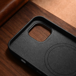 Гръб от естествена кожа iCARER Leather MagSafe - iPhone 14 черен - Img 18