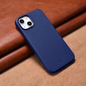 Гръб от естествена кожа iCARER Leather MagSafe - iPhone 14 Plus син - Img 13