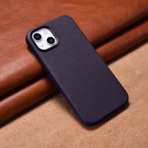 Гръб от естествена кожа iCARER Leather MagSafe - iPhone 14 Plus тъмнолилав - Img 13