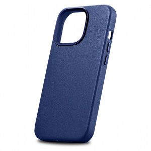 Гръб от естествена кожа iCARER Leather MagSafe - iPhone 14 Pro Max син - Img 7