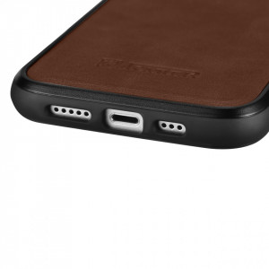 Гръб от естествена кожа iCARER Leather Oil Wax MagSafe - iPhone 14 кафяв - Img 3