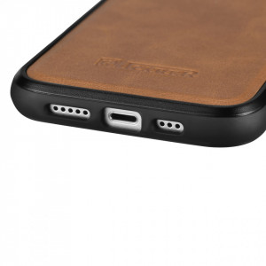 Гръб от естествена кожа iCARER Leather Oil Wax MagSafe - iPhone 14 кафяв - Img 3