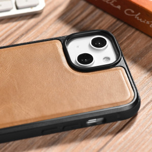 Гръб от естествена кожа iCARER Leather Oil Wax MagSafe - iPhone 14 кафяв - Img 15