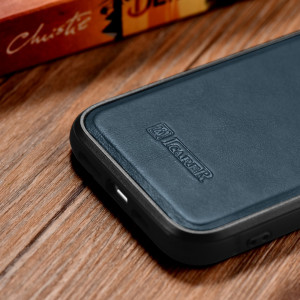 Гръб от естествена кожа iCARER Leather Oil Wax MagSafe - iPhone 14 Pro Max син - Img 11