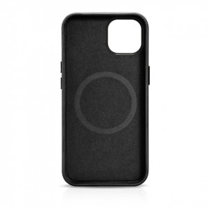Гръб от естествена кожа iCARER Leather Oil Wax Premium MagSafe - iPhone 14 черен - Img 4