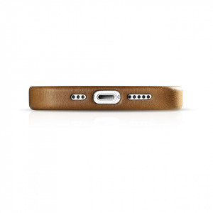 Гръб от естествена кожа iCARER Leather Oil Wax Premium MagSafe - iPhone 14 кафяв - Img 10