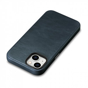 Гръб от естествена кожа iCARER Leather Oil Wax Premium MagSafe - iPhone 14 Plus тъмносин - Img 9