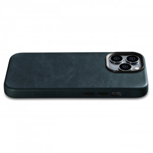 Гръб от естествена кожа iCARER Leather Oil Wax Premium MagSafe - iPhone 14 Pro Max тъмносин - Img 12