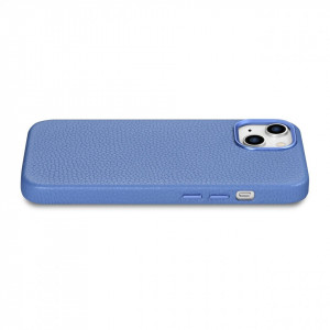 Гръб от естествена кожа iCARER Litchi Premium MagSafe - iPhone 14 Plus светлосин - Img 10