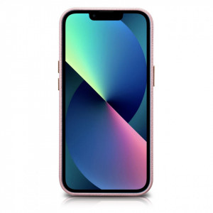 Гръб от естествена кожа iCARER Litchi Premium MagSafe - iPhone 14 Plus розов - Img 2