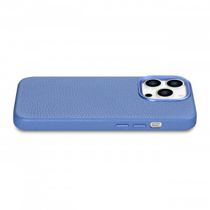 Гръб от естествена кожа iCARER Litchi Premium MagSafe - Leather Case - iPhone 14 Pro Max светлосин - Img 11
