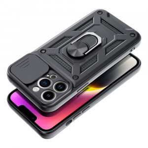 Гръб със стойка и подвижно покритие за камерата Slide Armor - iPhone 14 Pro Max черен - Img 4