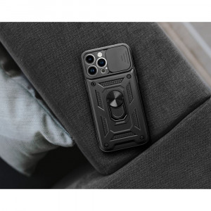 Гръб със стойка и подвижно покритие за камерата Slide Armor - iPhone 14 Pro Max черен - Img 9