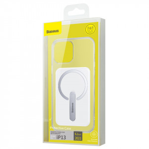 Гръб със стойка BASEUS Magnetic - iPhone 13 прозрачен - Img 5