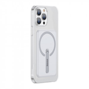 Гръб със стойка BASEUS Magnetic - iPhone 13 Pro прозрачен - Img 3