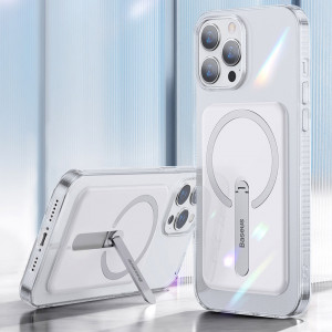 Гръб със стойка BASEUS Magnetic - iPhone 13 Pro прозрачен - Img 12
