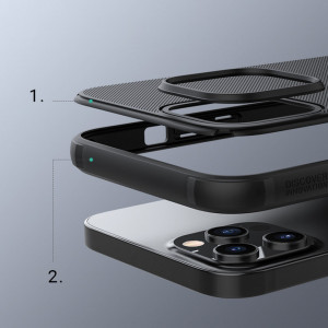 Гръб със стойка NILLKIN Super Frosted Shield - iPhone 13 Pro черен - Img 6