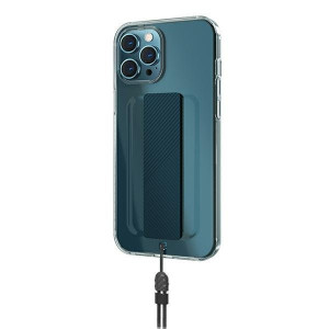 Гръб с лентов държач и каишка UNIQ Heldro с антимикробно покритие - iPhone 12 Pro Max прозрачен - Img 2