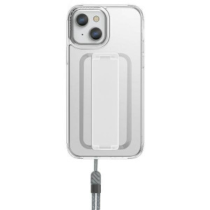 Гръб с лентов държач и каишка UNIQ Heldro с антимикробно покритие - iPhone 13 прозрачен - Img 2
