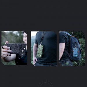Гръб с подвижно покритие за камерата и ринг държач NILLKIN CamShield Armor Pro MagSafe - iPhone 14 Pro син - Img 14