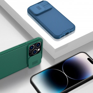 Гръб с подвижно покритие за камерата NILLKIN CamShield Pro - iPhone 14 Pro Max син - Img 14