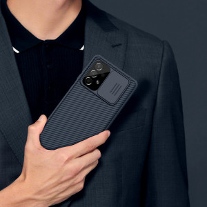 Гръб с подвижно покритие за камерата NILLKIN CamShield Pro - Samsung Galaxy A73 5G син - Img 8