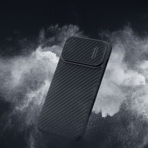 Гръб с подвижно покритие за камерата NILLKIN Synthetic Fiber S - iPhone 14 Pro черен - Img 9