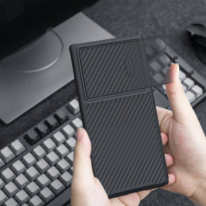 Гръб с подвижно покритие за камерата NILLKIN Synthetic Fiber S - Samsung Galaxy S23 Ultra черен - Img 10