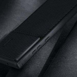 Гръб с подвижно покритие за камерата NILLKIN Synthetic Fiber S - Samsung Galaxy S23 Ultra черен - Img 16
