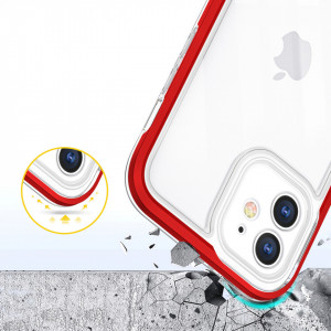 Гръб Clear 3в1 с гел рамка - iPhone 12 червен - Img 6