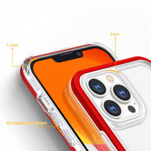 Гръб Clear 3в1 с гел рамка - iPhone 13 Pro червен - Img 4