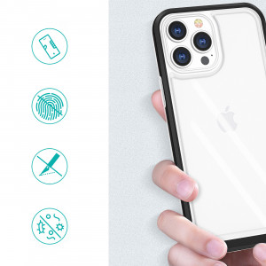 Гръб Clear 3в1 с гел рамка - iPhone 14 черен - Img 2