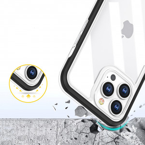 Гръб Clear 3в1 с гел рамка - iPhone 14 Pro Max черен - Img 5