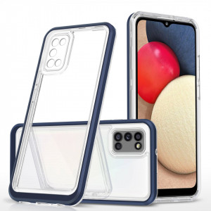 Гръб Clear 3в1 с гел рамка - Samsung Galaxy A03s син - Img 1