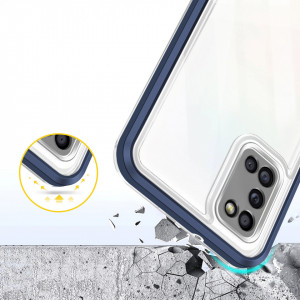 Гръб Clear 3в1 с гел рамка - Samsung Galaxy A03s син - Img 6