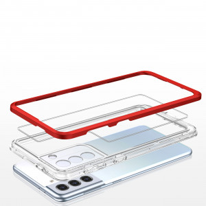 Гръб Clear 3в1 с гел рамка - Samsung Galaxy S23+ червен - Img 4