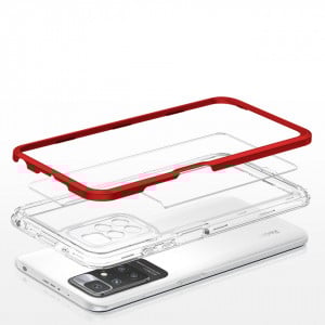 Гръб Clear 3в1 с гел рамка - Xiaomi Redmi 10 / 10 2022 / Note 11 4G червен - Img 5