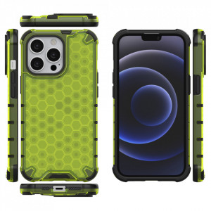 Гръб Honeycomb Armor със силиконов бъмпер - iPhone 13 Pro зелен - Img 2