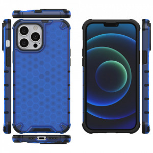 Гръб Honeycomb Armor със силиконов бъмпер - iPhone 13 Pro Max син - Img 2