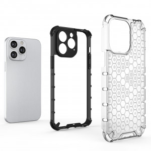 Гръб Honeycomb Armor със силиконов бъмпер - iPhone 14 Pro прозрачен - Img 3