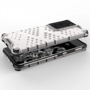 Гръб Honeycomb Armor със силиконов бъмпер - Samsung Galaxy S22 Ultra прозрачен - Img 3